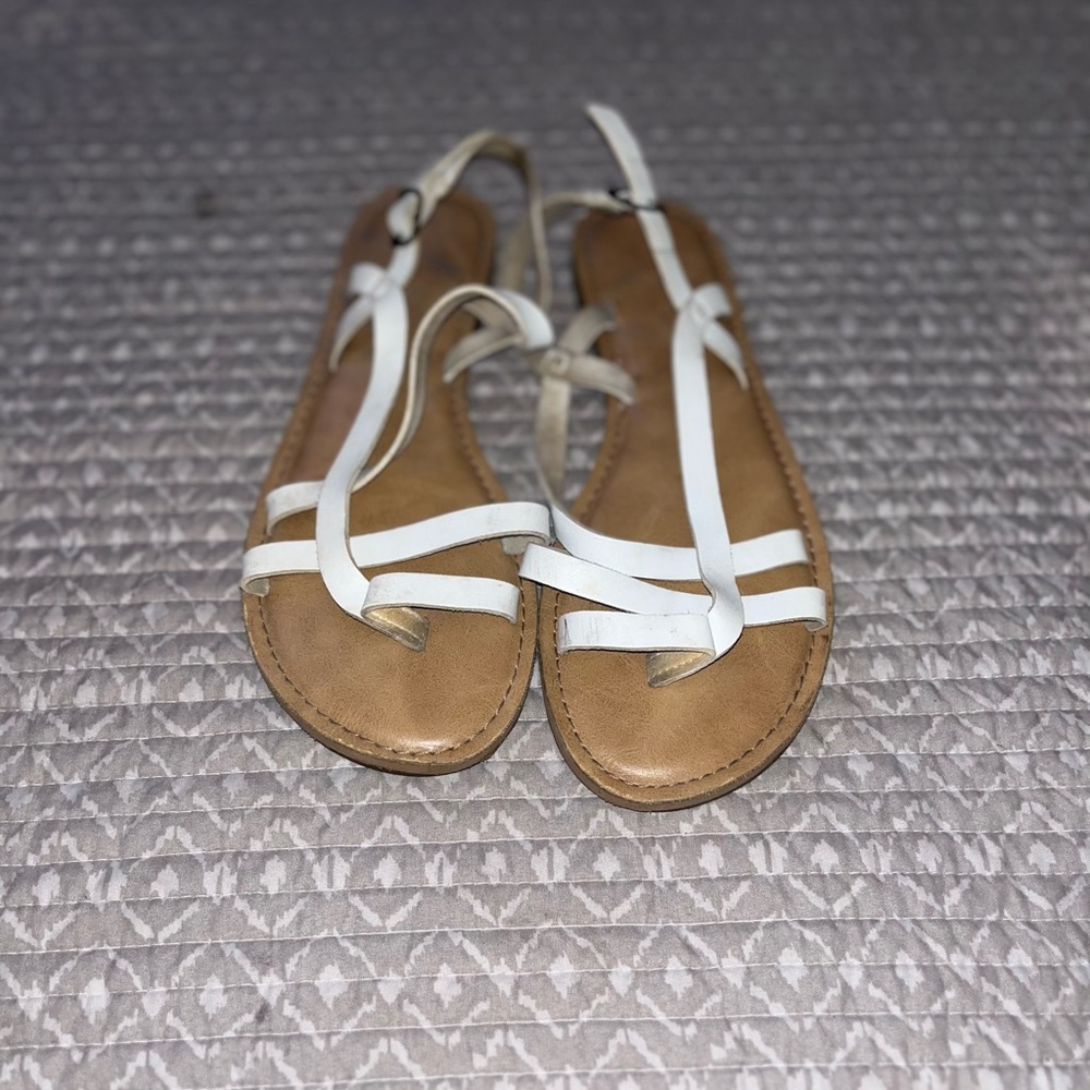 Time and Tru White and Tan Sandals